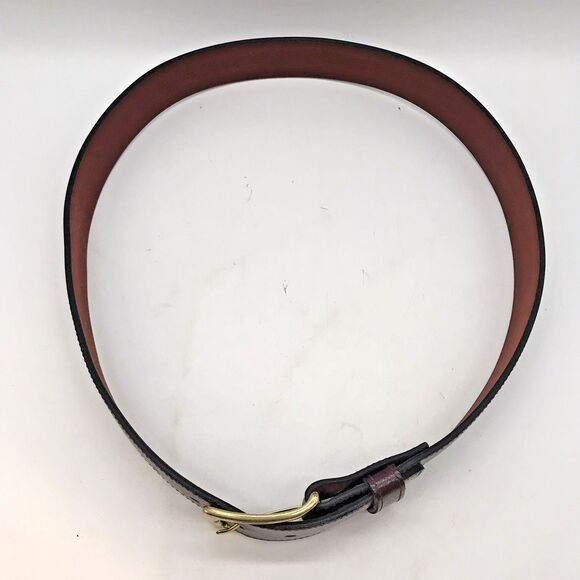 Brown Cowhide Smooth Leather Dress Belt Men's 36  1.5" W - 41 " L  Brass Buckle - Picture 7 of 13